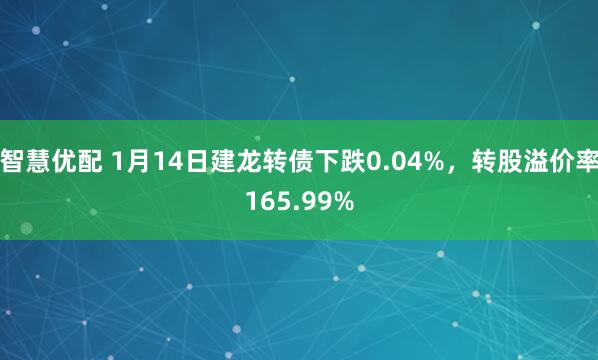 智慧优配 1月14日建龙转债下跌0.04%，转股溢价率165.99%